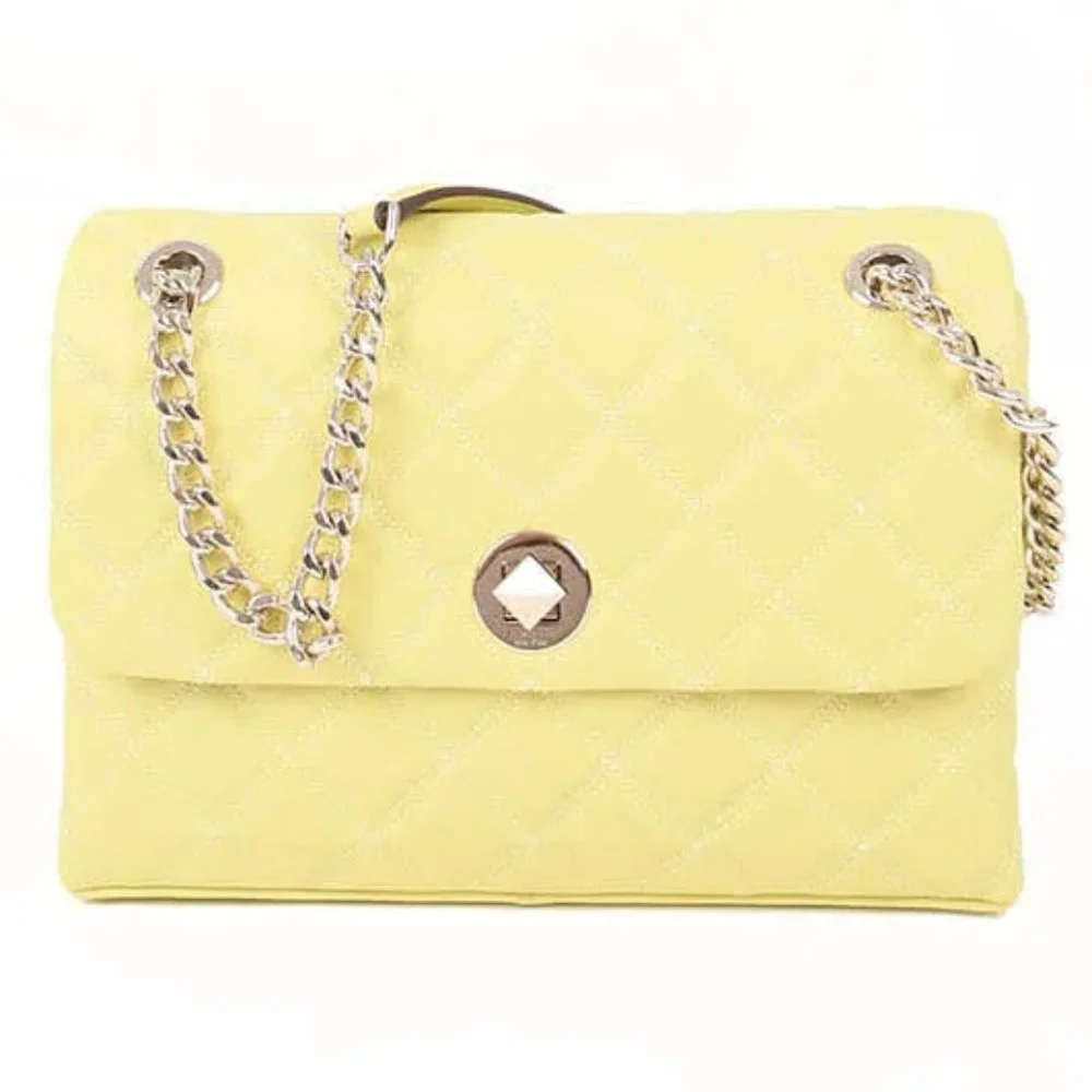Kate Spade Natalia Smooth Leather Medium Flap Shoulder Bag Frosty Lime
